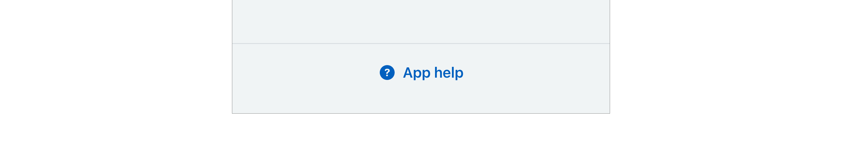 The bottom of the custom web view. It has a button reading app help with a question mark icon.